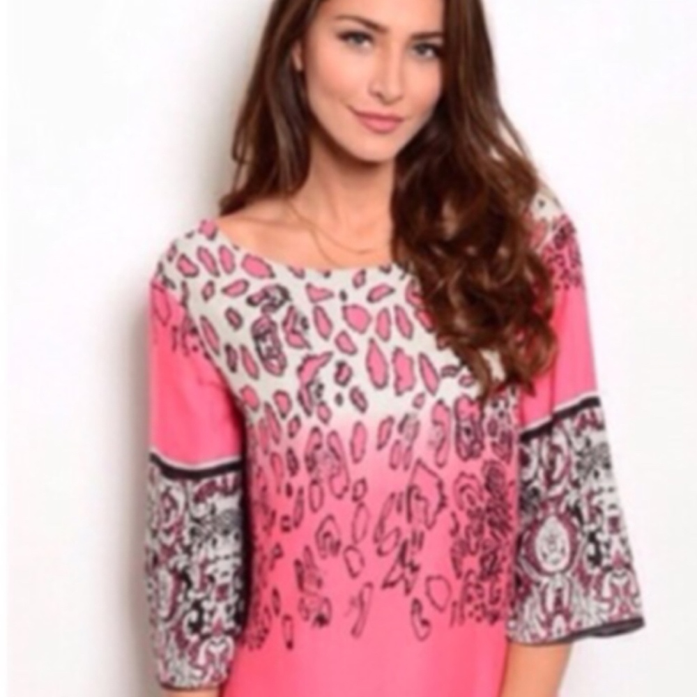 Pink & Black Cheetah Print Shift Dress - Picture 1 of 3